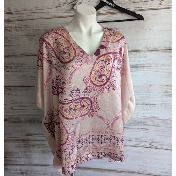 Chico's Boho Printed Silky Tunic Top sz S/M - Picture 1 of 6